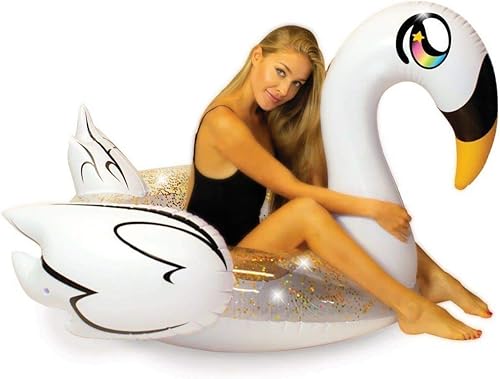 Miniatura 15 de PoolCandy Tubos inflables de piscina y anillos de natación para animales Llama de fiesta jumbo amarilla,Tubo de piscina con anillo de natación de 48