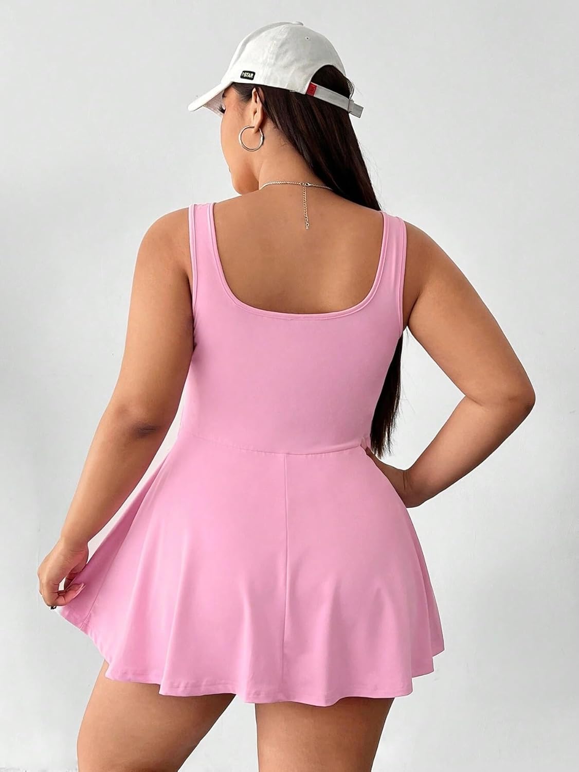 Rompers for Women Summer 2026 Plus Size Sleeveless Romper With Shorts,kirt Hem With Pockets