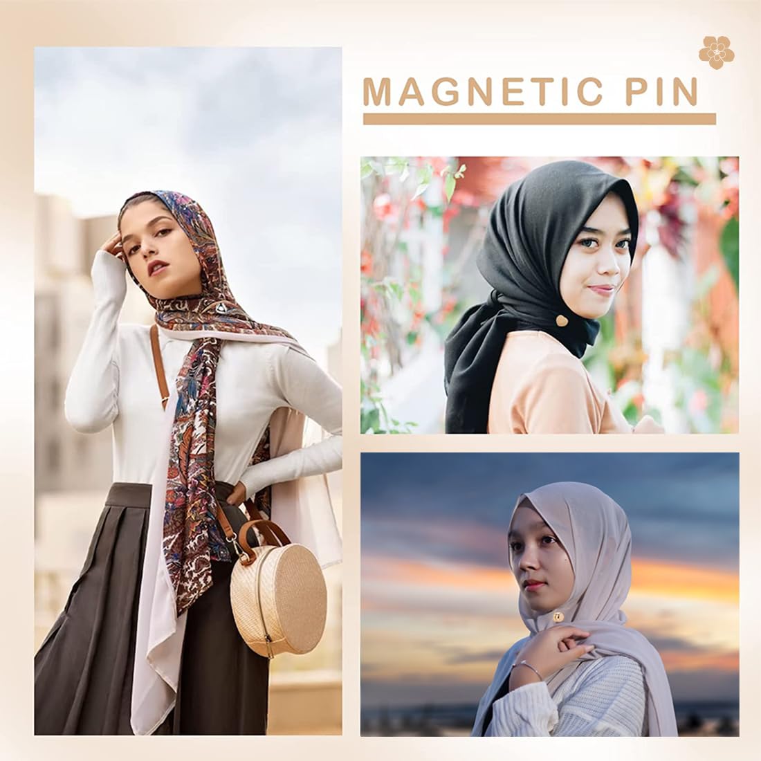 4 Paar Magnet Hijab Clips - Starke Halterung Ohne Löcher Für Tücher