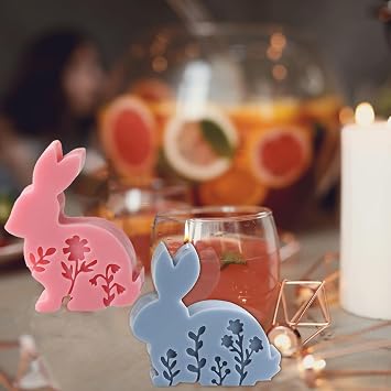 Easter Bunny Silicone Mould,2 PCS 3D Easter Candles Bunny Candle Mould for Candle Making,Candle Moulds Reusable Rabbit Silicone Moulds for DIY Candles Decoration