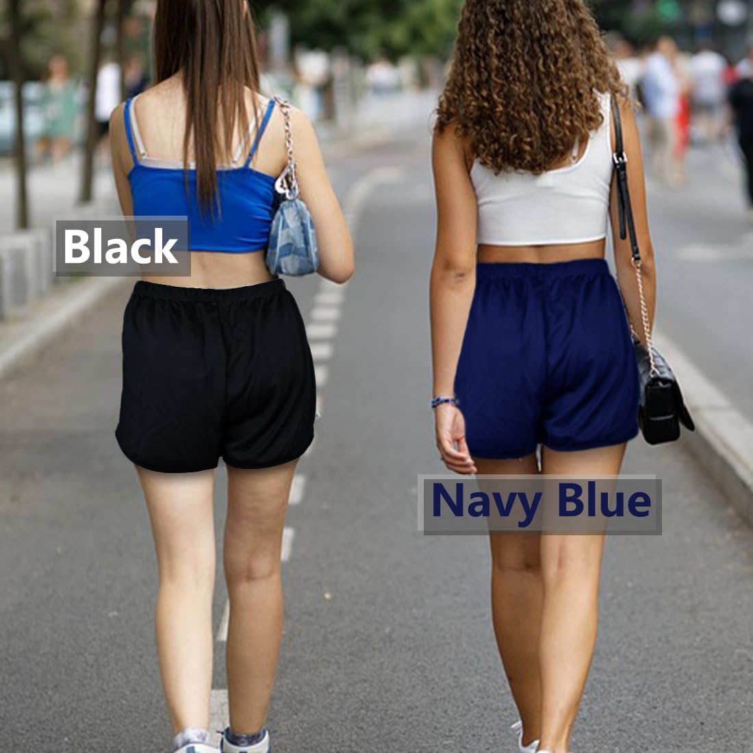 Women's Workout Cotton Shorts with Rainbow Stripes, Athletic Elastic Dolphin Shorts for Gym Yoga Running - Image 7