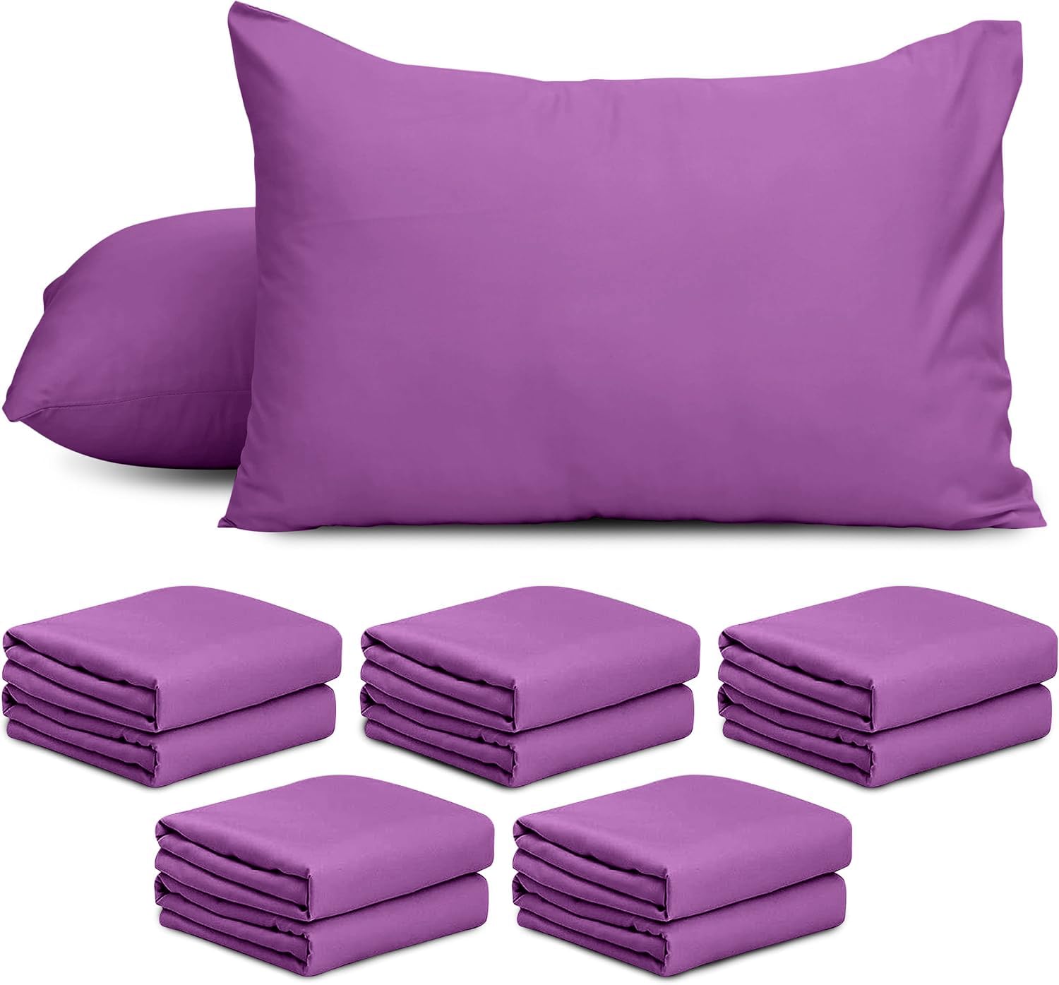 AMEHA 10 Pack Pillowcases (Pillows Not Included) – Super Soft Brushed Microfiber Standard Size Purple Pillow Cases | Hotel Quality Pillow Covers, (50 X 75 cm)