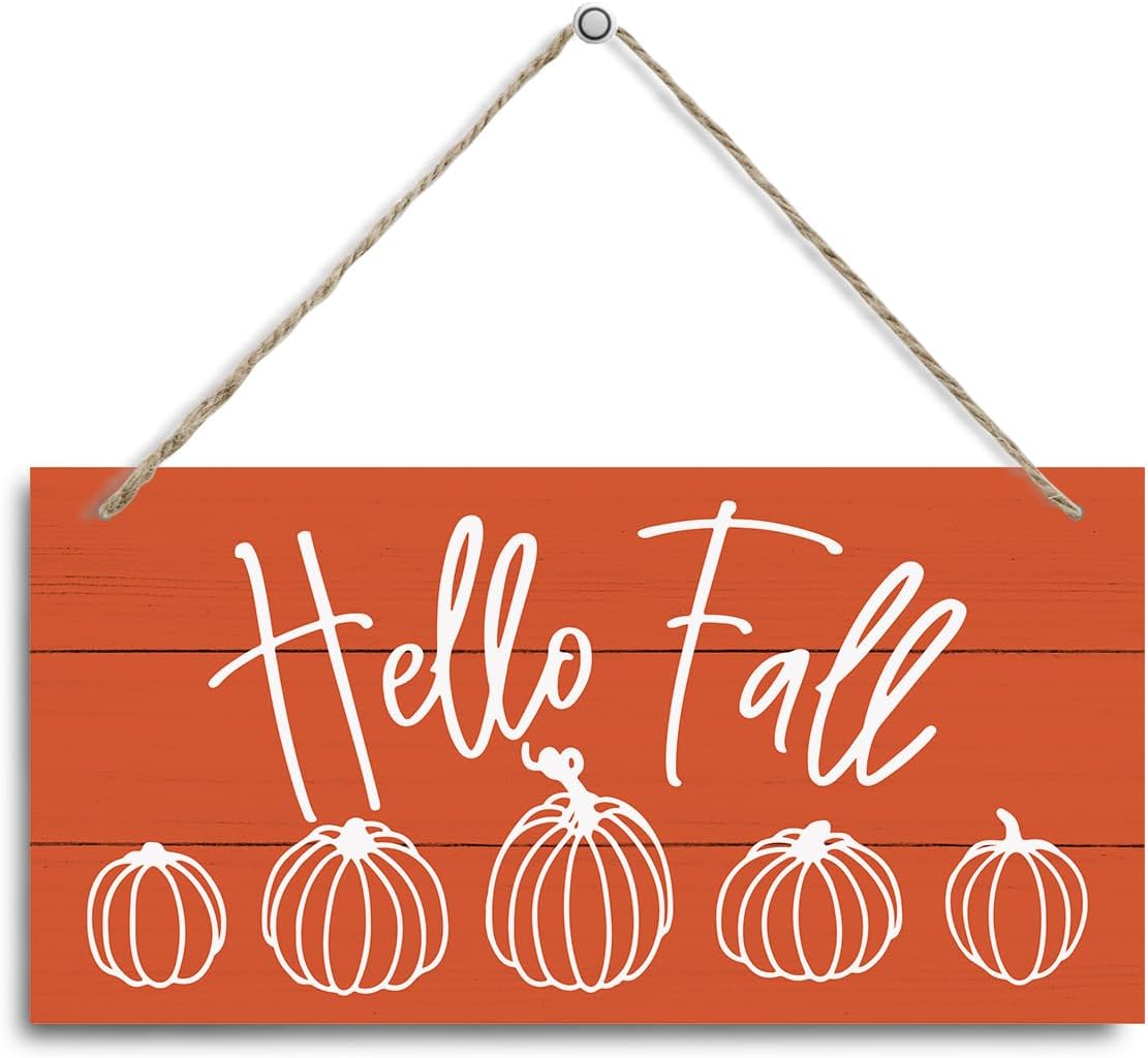 Fall Decor Sign, Decorative Hanging Wall Plaque Wood Sign, Hello Fall Sign, Hello Fall Door Hanger, Fall Hanging Decor, Fall Wall Art, Fall Home Decor for Front Door, Thanksgiving Decor