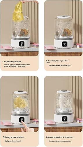 Miniatura 8 de Portable ABS Washing Machine USB Rechargeable & Quiet Motor for Travel Delicate Clothes Compact Space Saving Design Portable Washing Machine