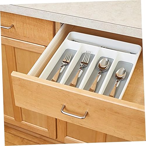 Miniatura 3 de Hemoton Caja de almacenamiento de cubiertos, organizador de cubiertos de material saludable, cajón para organizar suministros de cocina