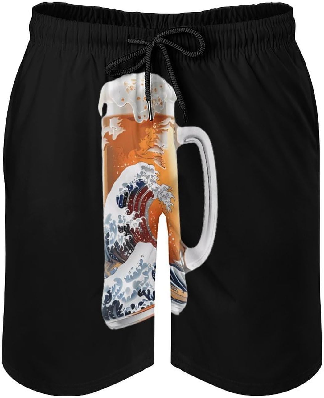The Great Wave of Beer Casual Men's Swim Trunks Novelty Summer Beach Shorts Swimwear with Pocket