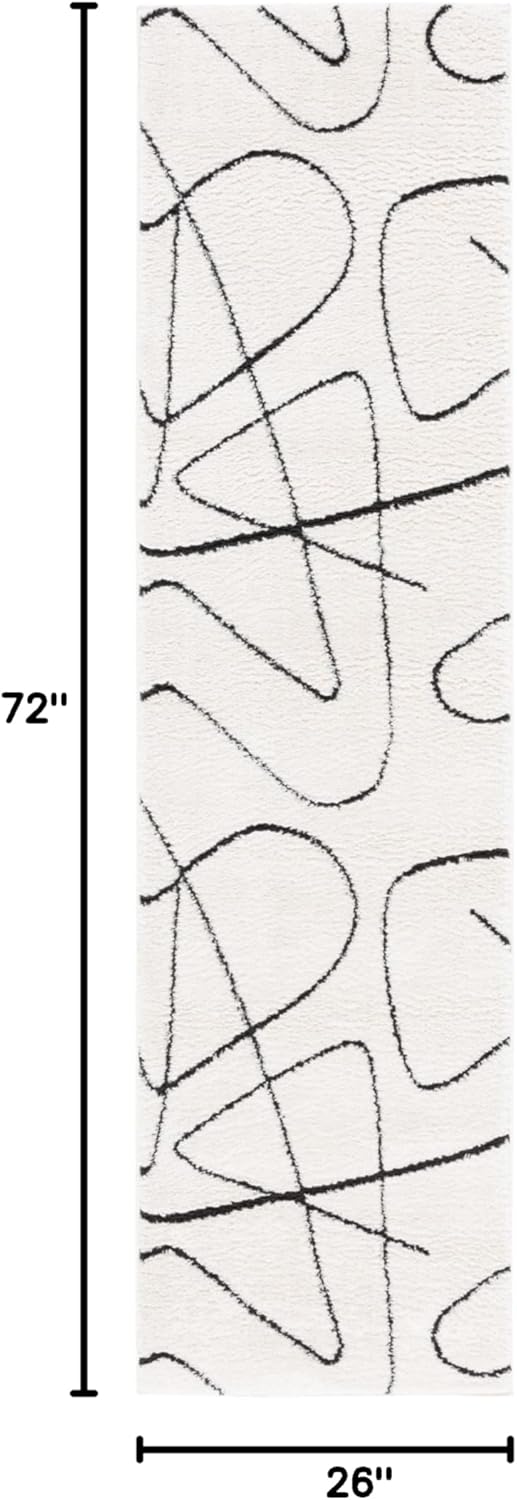 safavieh melody collection area rug - 2'2" x 6' runner, ivory/black, geometric design, ideal for high traffic areas in living room, bedroom, dining (mel120a) 2'2" x 6' (runner) ivory/black