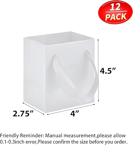 Miniatura 9 de HUAPRINT Bolsa de regalo blanca, paquete de 12 bolsas de compras blancas con asas de cinta, 10.6 x 8.3 x 3.1 pulgadas, bolsas de regalo para