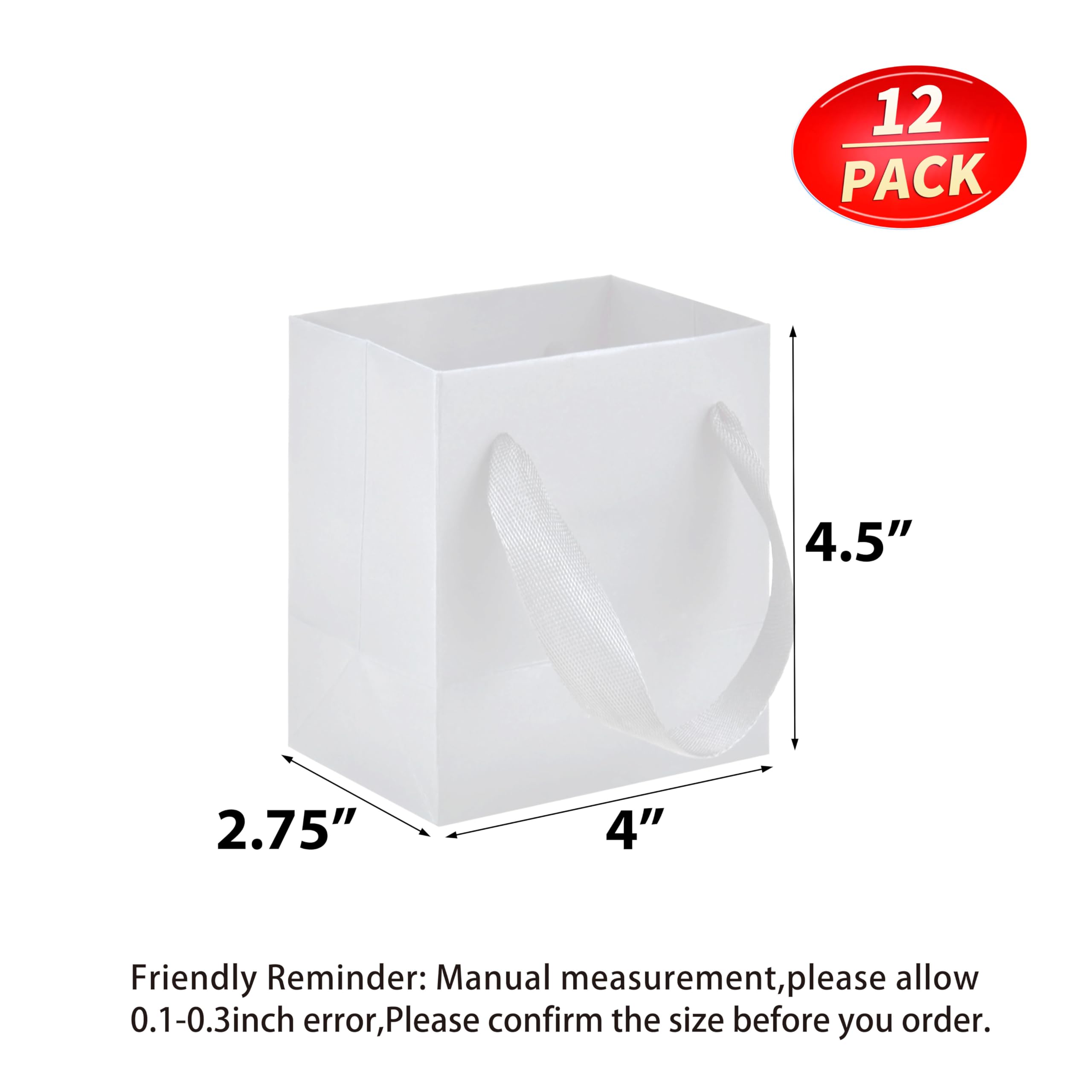 HUAPRINT White Paper Gift Bags With Handles - 20 Pack, 7x4x9 Inches, Sturdy Shopping & Party Favor Bags - View #9