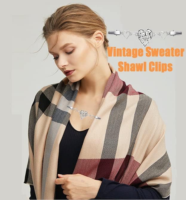 Vista 7 de Clips de suéter vintage, chal, vestidos de camisa, clips de cuello de cárdigan retro, clips de cadena para mujeres y niñas