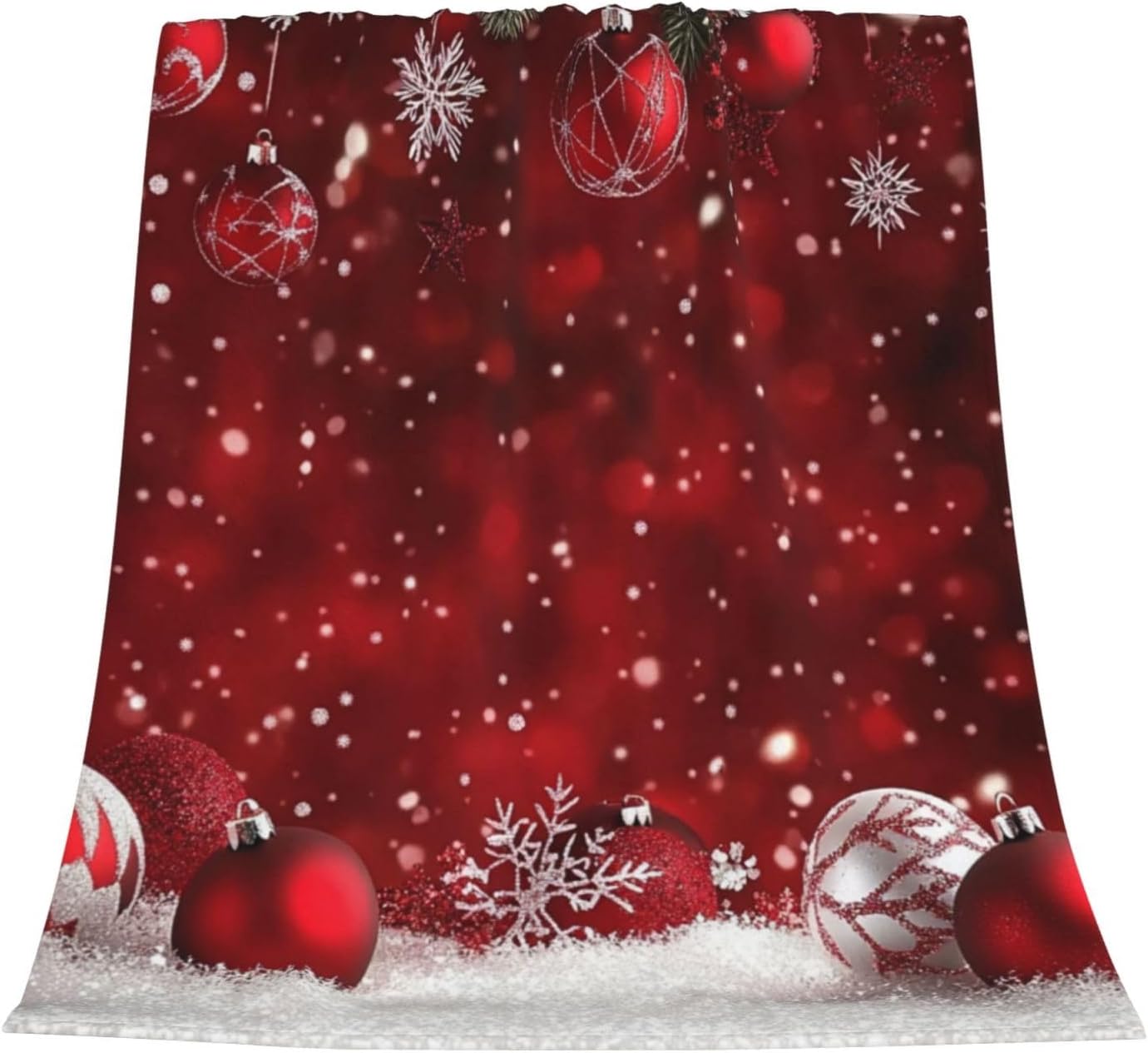 Throw Blanket Christmas Red Ball Winter Bed 40 x 50 Inch Soft Lightweight Fluffy Warm for Sofa Couch All Seasons Cozy Cover Quilt