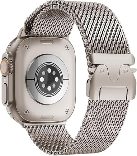 Mycvlleon Milanese Mesh Loop for Apple Watch Band Men Apple Watch Ultra 3/2/1 44 mm 45 mm 46mm 49mm Ser Women,Stainless Steel Parachute-style Buckle for iWatch Ultra 2 Series 11 10 9 8 7 6 SE 5 4 3