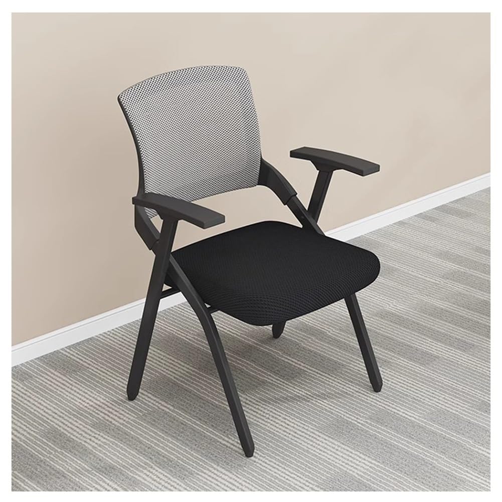 MYUYEE Folding Conference Room Chairs, With Lumbar Support, Armrest And Writing Board, Mesh Back Chairs, For Office Meeting And Training Room Chair (Gray-A-57X49X87 Cm)
