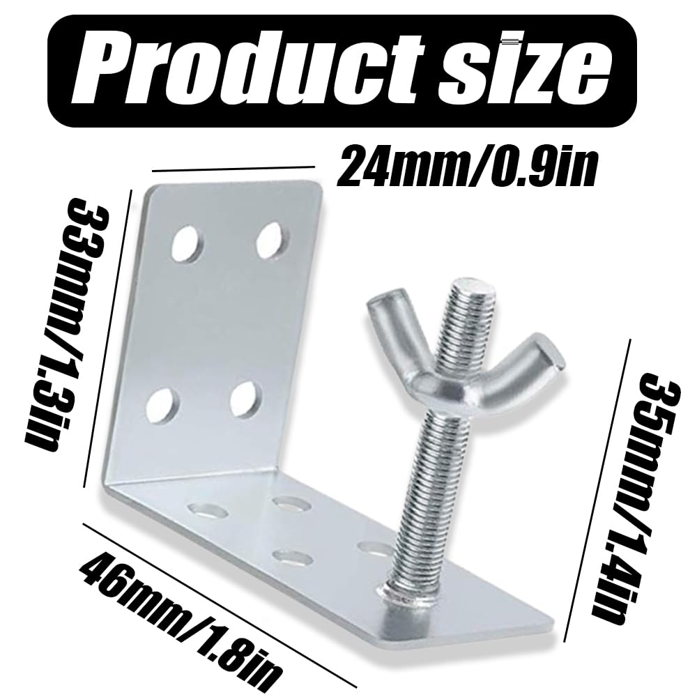 Quweiz 4 Pcs Roman Shade Brackets, L Bracket and Wingnut, Ceiling or Wall Mount Brackets, Mounting L Bracket