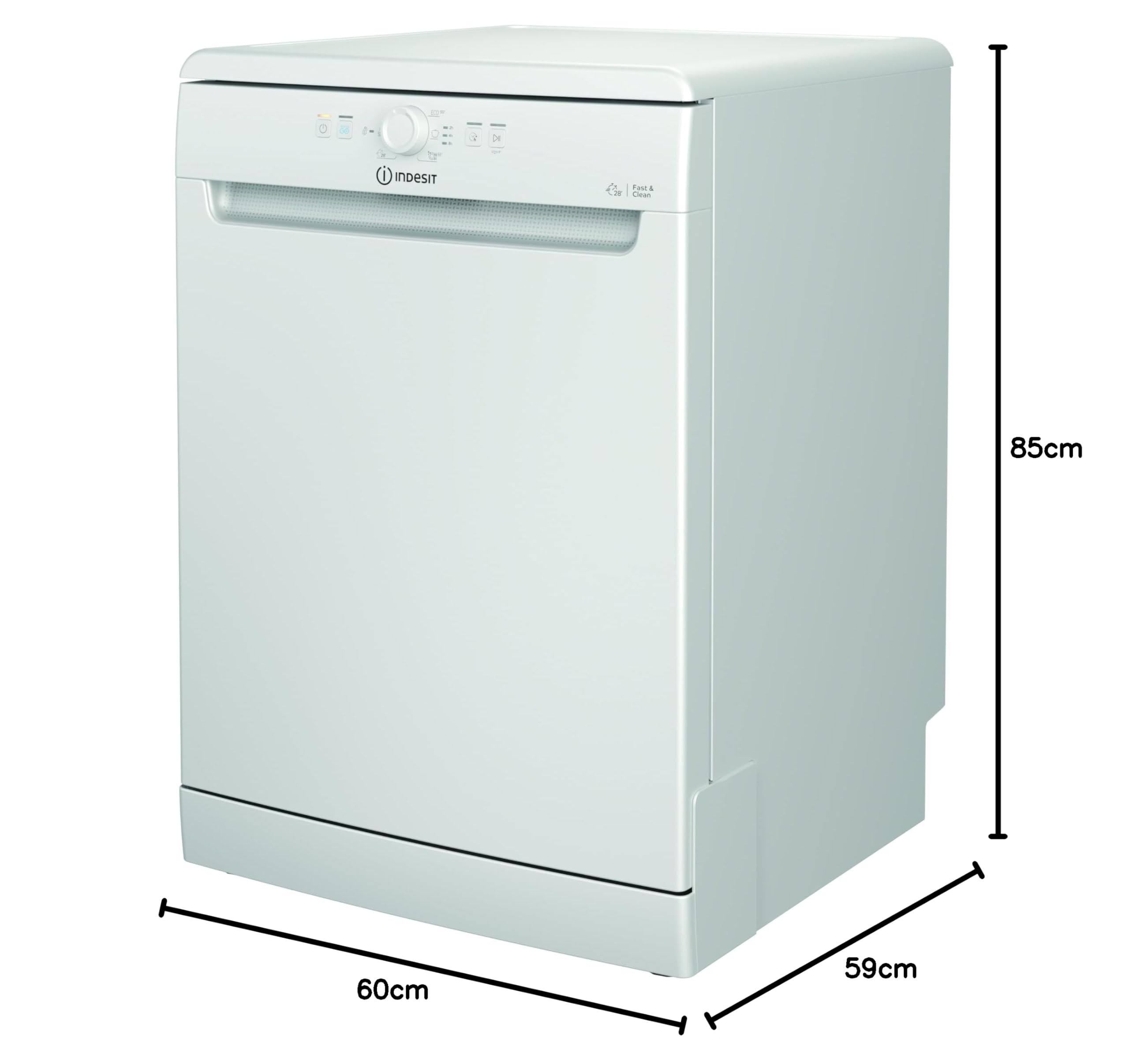 Indesit IN2FD14BNP80W, Lavastoviglie Libera Installazione Larghezza 60 cm, Profondità 59 cm, Altezza 85 cm, Lavastoviglie Esterna Con Capacità 14 coperti, Classe Energetica D