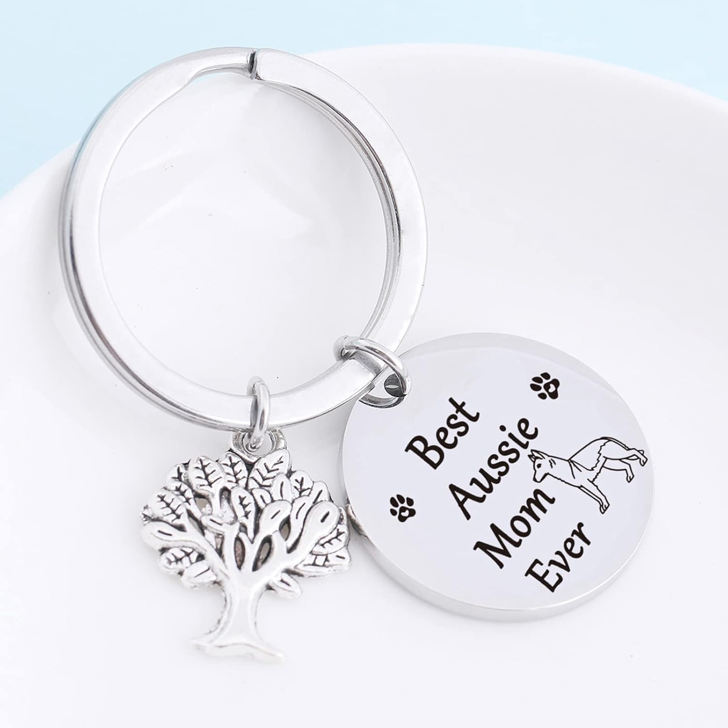 Aussie Mom Keychain Australian Shepherd Jewelry Australian Shepherd Mom Jewelry - Image 3