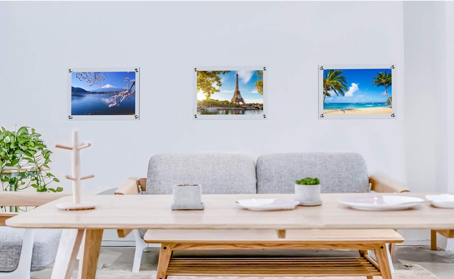 Magicool 11x14 Clear Acrylic Wall Mount Floating Double Panels Frameless Picture Frame for Picture Photo Degree Certificate Home or Office(Full Frame is 12.5 x 15.5 inch) (4 pack)