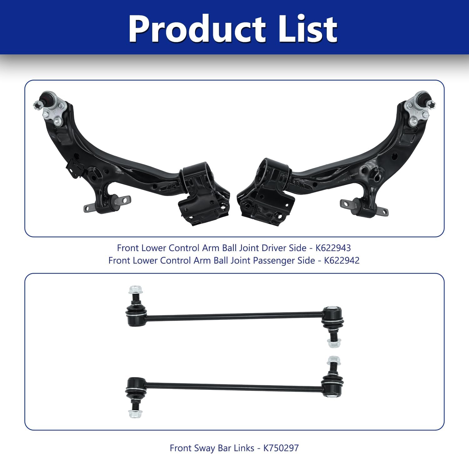 Control Arm, Replacement For Front Lower Control Arm With Ball Joint Sway Bar Compatible With 2015-2016 Honda CR-V