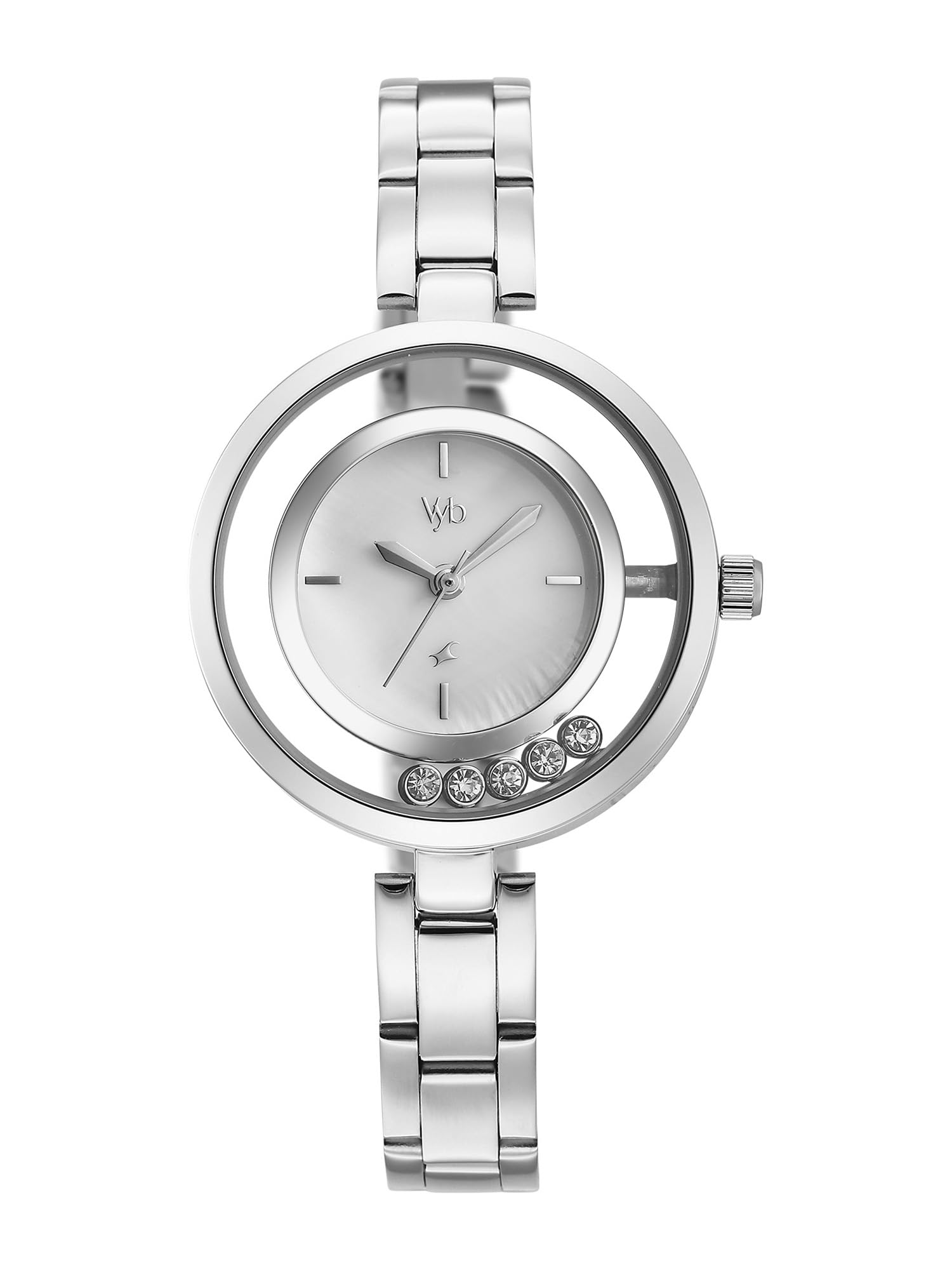 Fastrack Vyb Starlet with Quartz Analog White Mother of Pearl Dial Steel Stainless Steel Strap Watch for Girls - FV60116SM01W-image-44