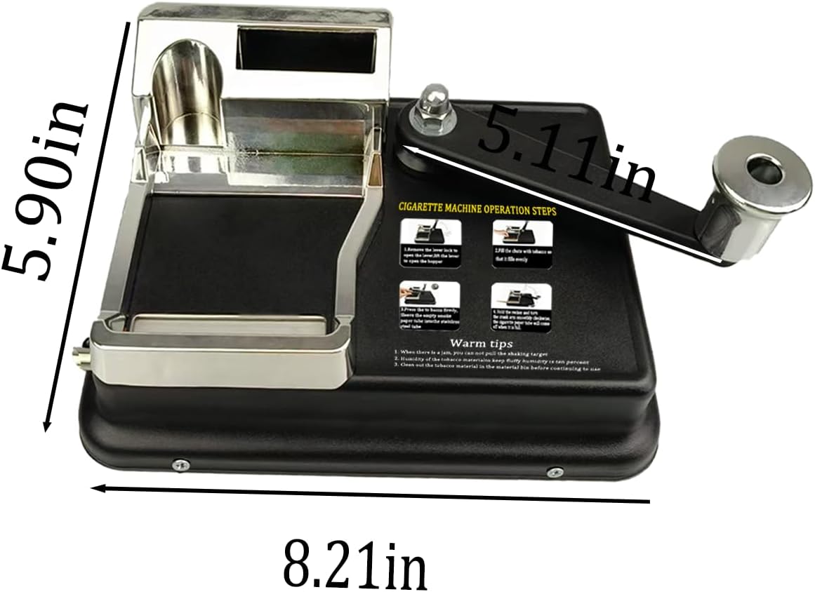 Cigarette Rolling Machine, Manual Tobacco Rolling Machine, Portable Home Cigarette Injector, Suitable for 0.31 inch/8 mm Diameter Pipes and Most Cigarette Tubes.