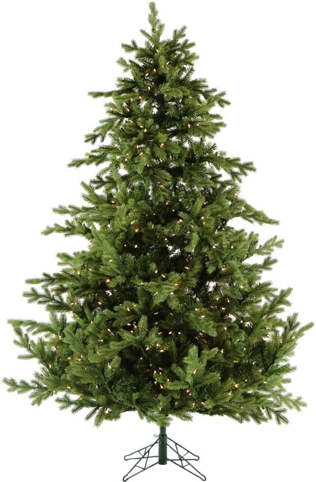 Christmas Time 7.5-Ft. Virginia Fir Artificial Christmas Tree with Clear Smart Lights, Prelit Foldable Fake Tree for Home Decoration
