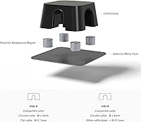 Vista 4 de Magnetic Cable Organizer – Desktop Multipurpose Cord Keeper & Cable Management Clip for Home & Office Black Cross 10Pcs