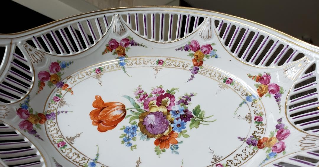 シューマン ババリア ドレスデン フラワー ピアス バスケット 盛り皿