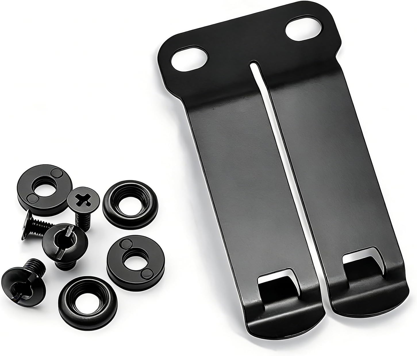 Stainless Steel Black Belt Clip for Kydex Sheaths, Universal EDC Gear Clip with Screws & Washers, Compatible with Knives & Multi-Tools