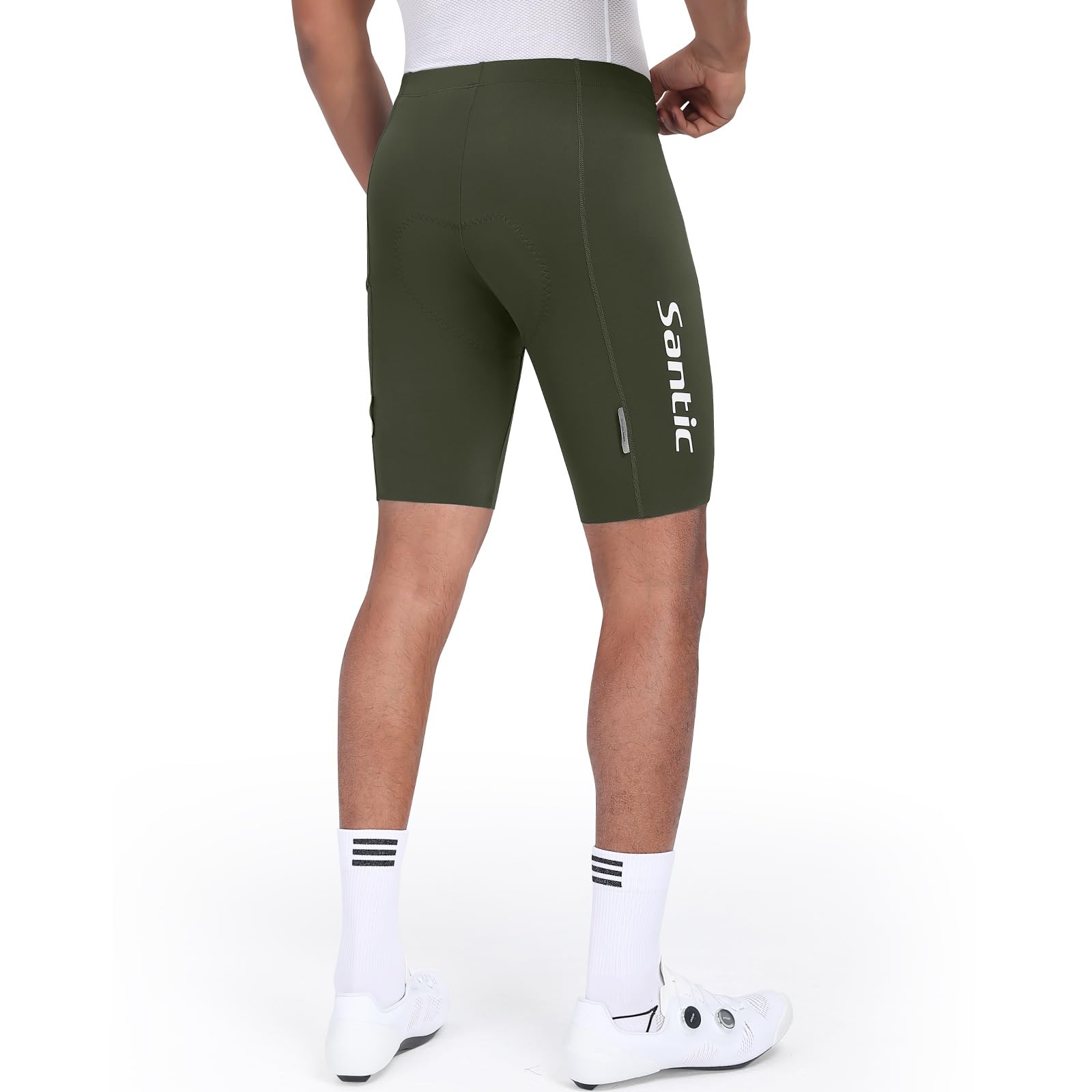 Santic Pantalones cortos de ciclismo para hombre, acolchados, con acolchado