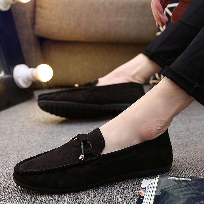 Men's Loafers Shoes Round Toe Solid Color PU Leather Suede Vamp Loafers Slip Resistant Flexible Comfortable Walking Party Slip-on4