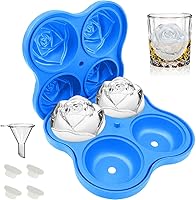 Vista 8 de CAMKYDE Bandeja para cubitos de hielo en forma de rosa de 2 pulgadas [1 molde + 1 embudo + 6 tapones], molde de silicona para cubitos de hielo