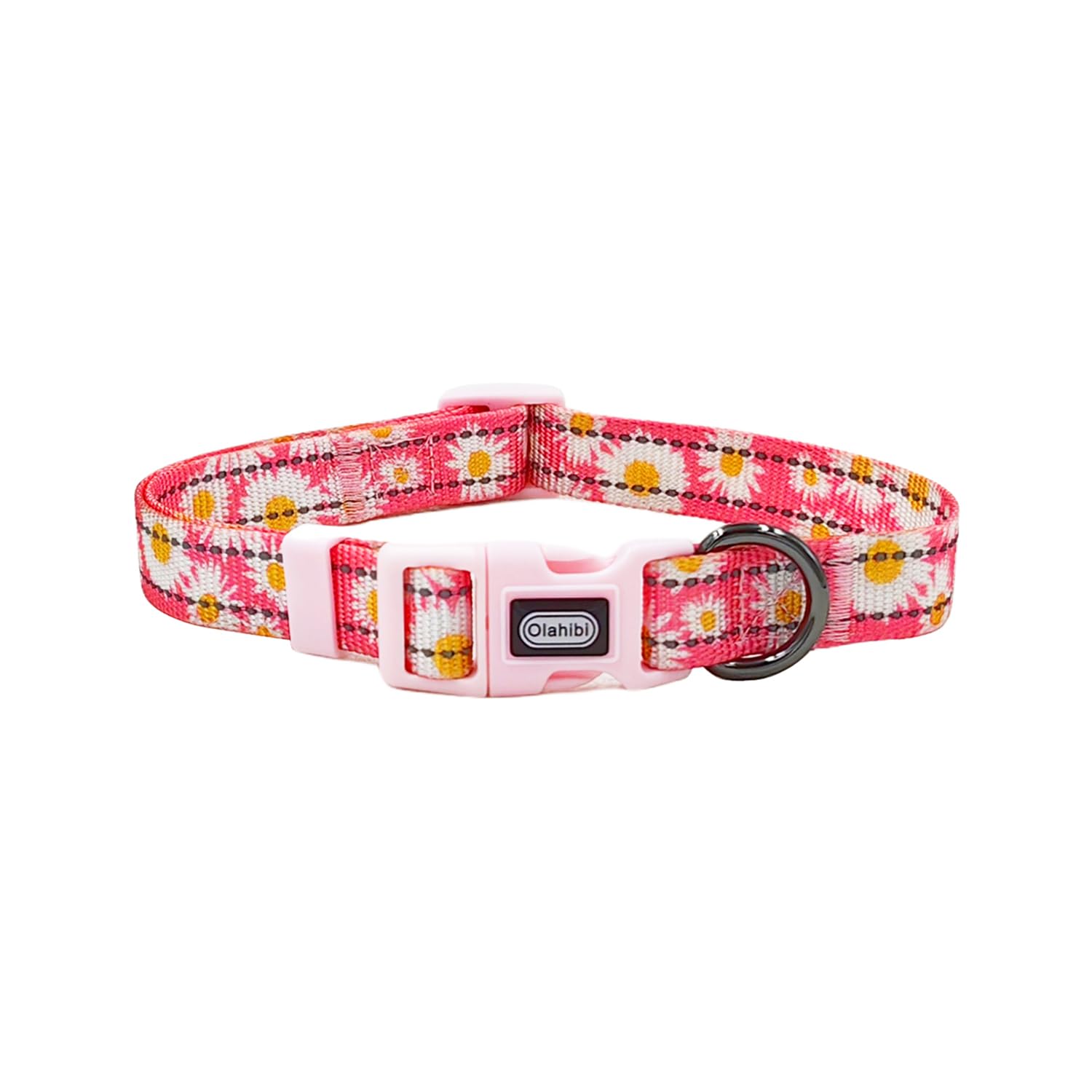Olahibi Dog Collar and Leash Combo Set, Cute Daisy Pattern, Polyester Material, with Reflective Stripes, 150CM Leash - Image 2