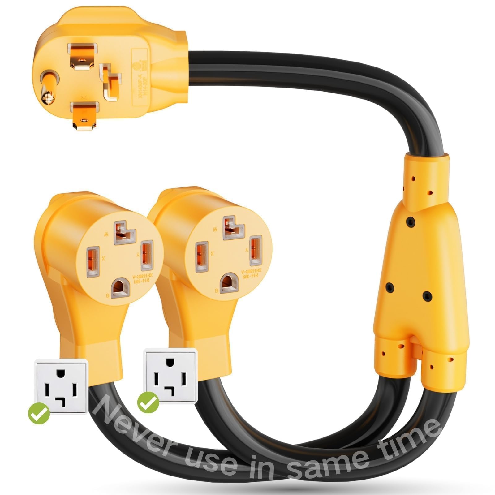 MECMO 4 Prong NEMA 14-30 Splitter Cord 2.2ft for 30 Amp New Dryer & EV Level 2 Charging (24 Amp 240V), 14-30P to 2x 14-30R Dual Outlet Power Y Adapter