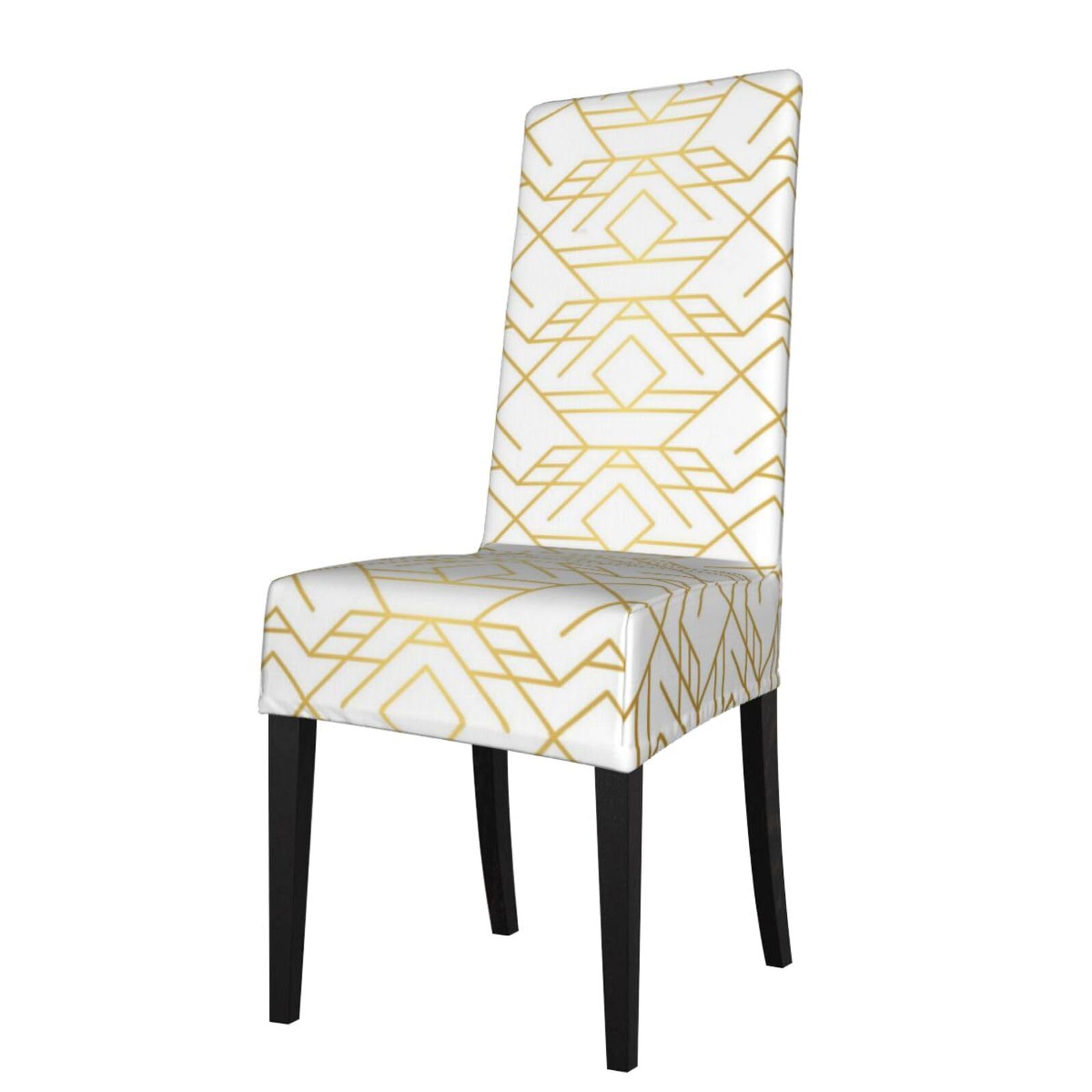LKYMOH Golden Geometric Pattern, Chair Covers Stretch Chair Slipcovers for Dining Room, for Party Pet Protection Universal Fit Soft Polyester