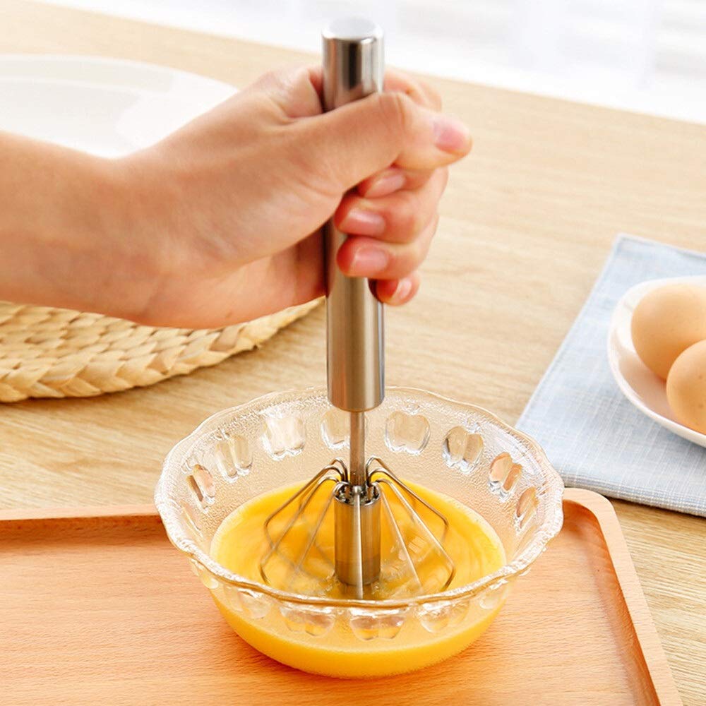 Pomoc szefa kuchni Trzepaczka 1 szt. Mikser Trzepaczka do jajek Ręczna samoobrotowa trzepaczka ze stali nierdzewnej Blender ręczny Krem jajeczny Mieszanie narzędzi kuchennych Trzepaczka