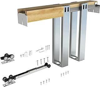JUBEST 36"x 80" Pocket Door Frame Kit with 120LBS Soft Close Mechanism and Galvanized Steel Studs, Pocket Door Kit for 2x4 Stud Wall, Suitable for Doors Wide 24"-36", Easy to Install