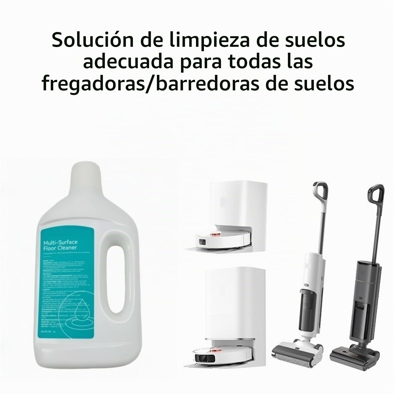 Solución de limpieza de suelos compatible con Dreame X50 Ultra X40 Ultra L40 Ultra X30 W10/W10 Pro/L10s Ultra/S10/S10 PRO/S10 Plus Robot Aspirador, 1000ml, paquete de 2