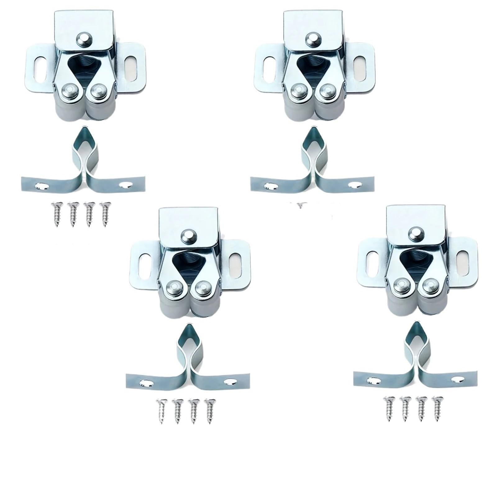 Maryear Silver Double Roller Catch 40Pcs Double Roller Door Locks Cabinet Set-Catch Hardware(Silver)