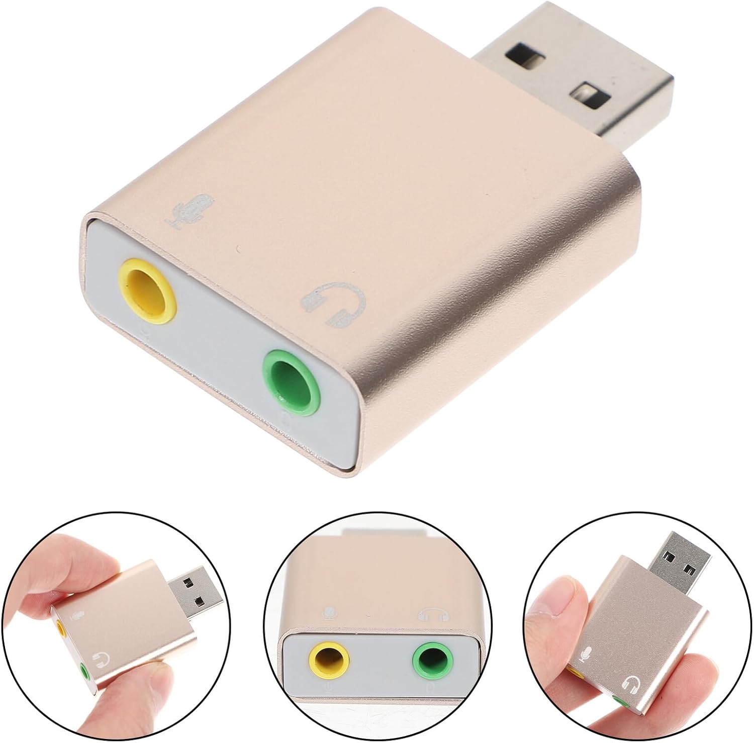 USB External Sound Card Audio Interface with Headphone and Microphone Jack Plug and Play USB to Adapter for Laptop Desktop No Driver Required Compact Stereo Sound Card Random Color