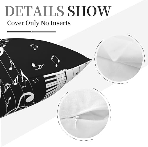 Miniatura 5 de Fundas de almohada cuadradas de 18 x 18 pulgadas con teclas de piano y notas musicales para el hogar, sofá, sala de estar, decoración exterior