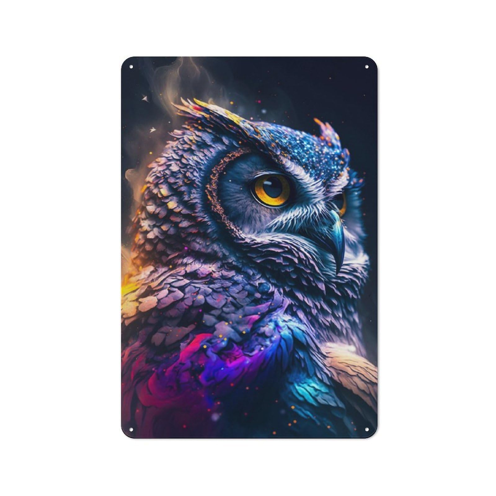 Junmoney Fantastic Owl Tin Wall Plaque 30X20cm With For Home Bar Wall, For Hosts Who Enjoy Retro Interiors