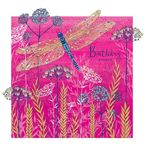 Rachel Ellen Dragonfly Flowers Birthday Card Cover