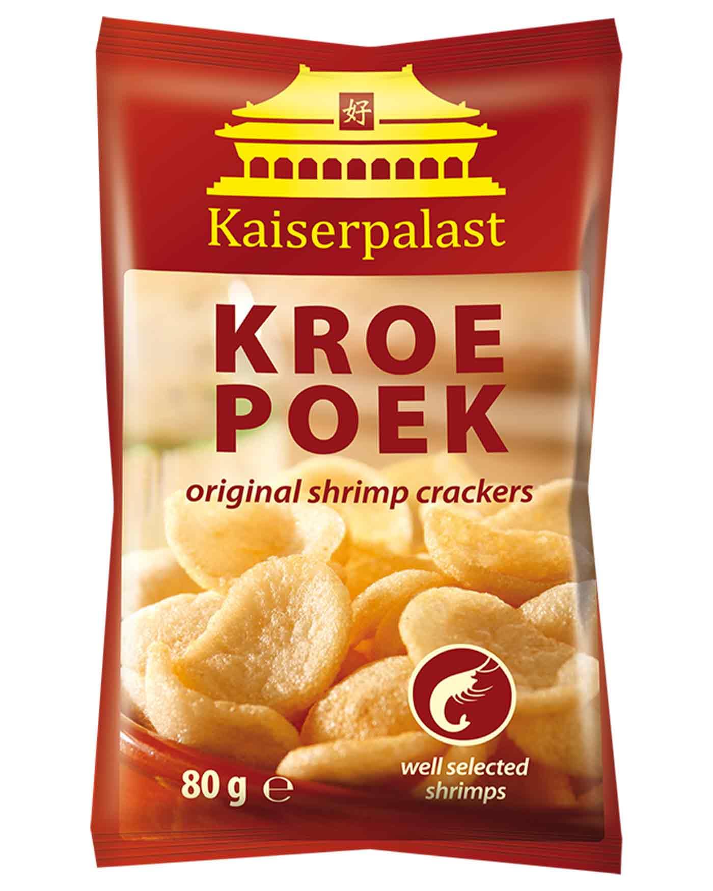 Kaiserpalast Kroepoek Natur, Crunchy Garnelenchips, Ideal als Snack Oder Beilage zu Asiatischen Gerichten, Verzehrfertig, 1 x 80 g