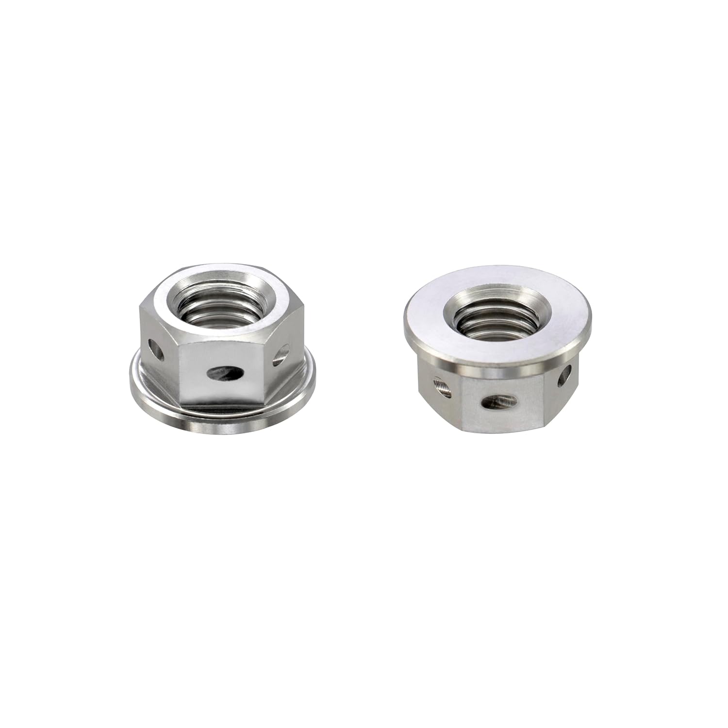 RISON Titanium Hex Flange Nut Titanium Sprocket Nut GR5 Titanium Drilled lockwire Safety Racing M8x1.25mm Ti-6Al-4V Titanium Drilled Nut Pack of 5 (Original, M8 x 1.25mm)
