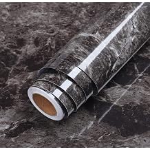 LaCheery 15.8 inx46ft الرخام الأسود ورقة الاتصال للحمام كونترتوب ماء الرخام الأسود كونترتوب قشر والعصا ورقة الاتصال الرخام خلفية مكتب لاصق ذاتي مكافحة أعلى الجدار الفينيل لفة
