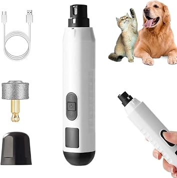 Silent Groom Pro Nail Grinder, Dog Nail Trimmers with Dual LED Lights & 5-Speed Control Precise and Quiet Pet Nail Trimming with USB Charging and Low Vibration <45 dB