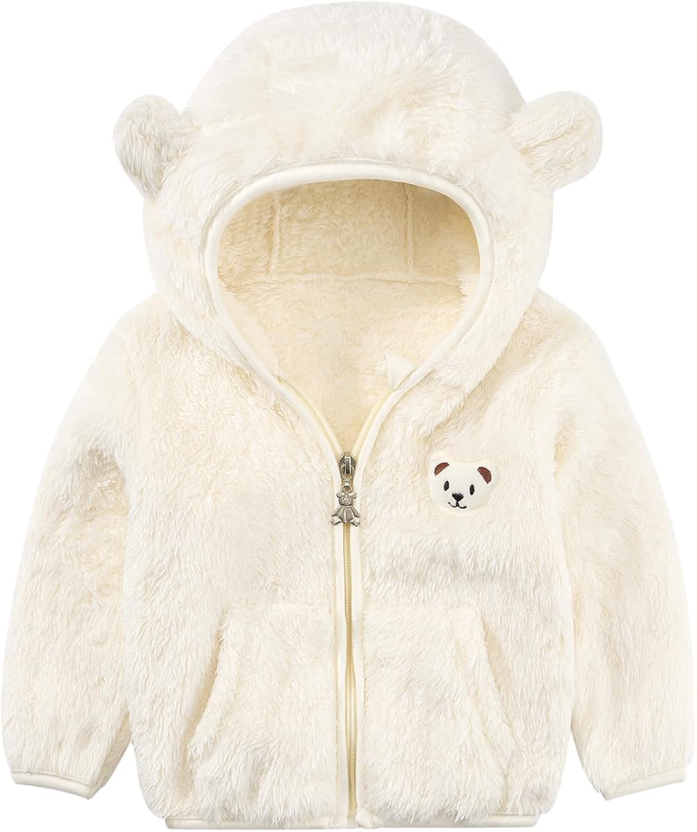 Bebé Niños Niñas Chaquetas De Lana Con Cremallera Sudaderas Con Capucha Lindo Oso Abrigos Otoño Invierno Chaqueta Fuzzy Recién Nacido Niños Niñas Outwear