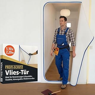 Pangolino Staubschutztür (Vlies) inkl Reißverschluss, Staubschutz, Bautür, 1,10 x 2,20 m u.a. für Renovierungen & Umbauten, aus staubdichtem Polypropylen-Vlies (PP)