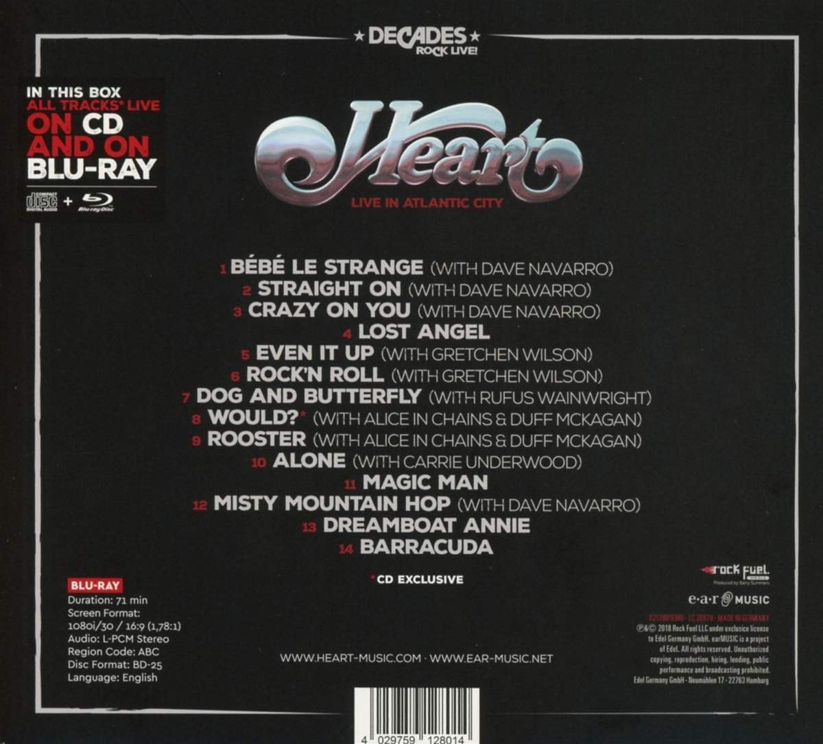Amazon Live In Cd Blry Heart 輸入盤 ミュージック