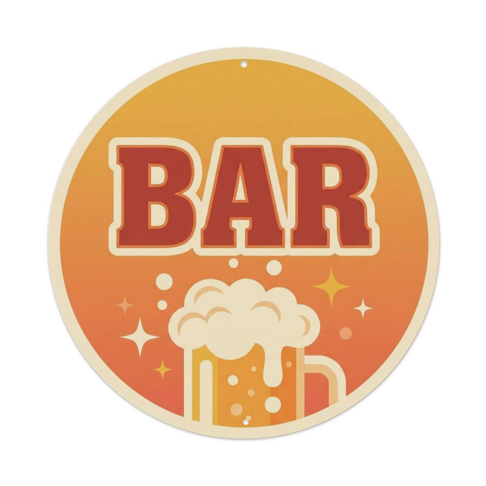 BAR Golden Saloon Emblem Metal Tin Sign Plaque Wall Decor for Cafe, Club Bar, Office, Home Garden Round Metal Poster 8x8Inch